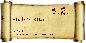 Vidák Rita névjegykártya